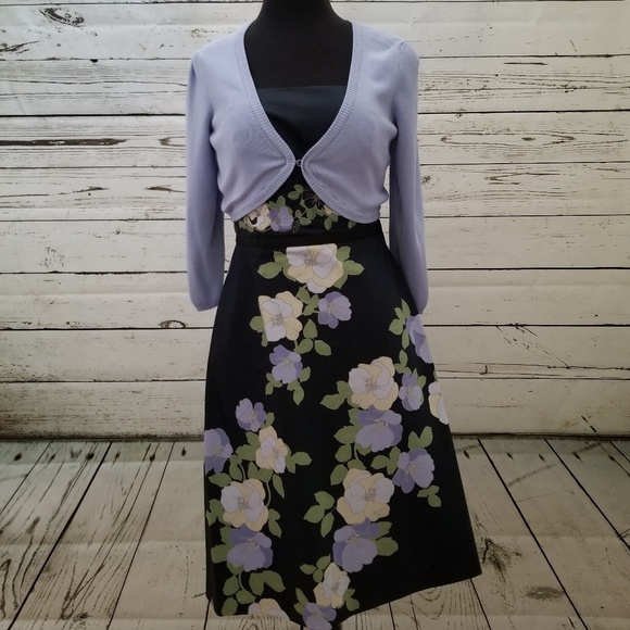 LOFT navy floral strapless dress - Picture 6 of 8